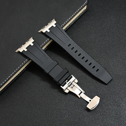 Band+box for Apple Watch Series 10 Ultra 2 49mm 45mm 46mm 44mm Butterfly Clasp Strap for IWatch 9 8 7 Se 6 5 4 Silicone Bracelet