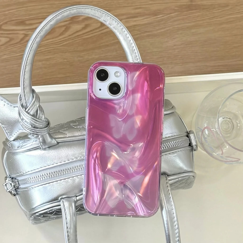Pink Butterfly Ripple Case for iPhone 16/15/14 – PhonelyHub
