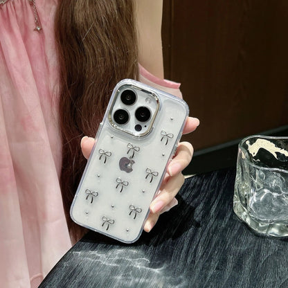 Luxury Clear Bling Glitter Bow Phone Case For iPhone 16 15 14 13 12 11 Pro Max Plus Transparent Silicone Shockproof Bumper Cover