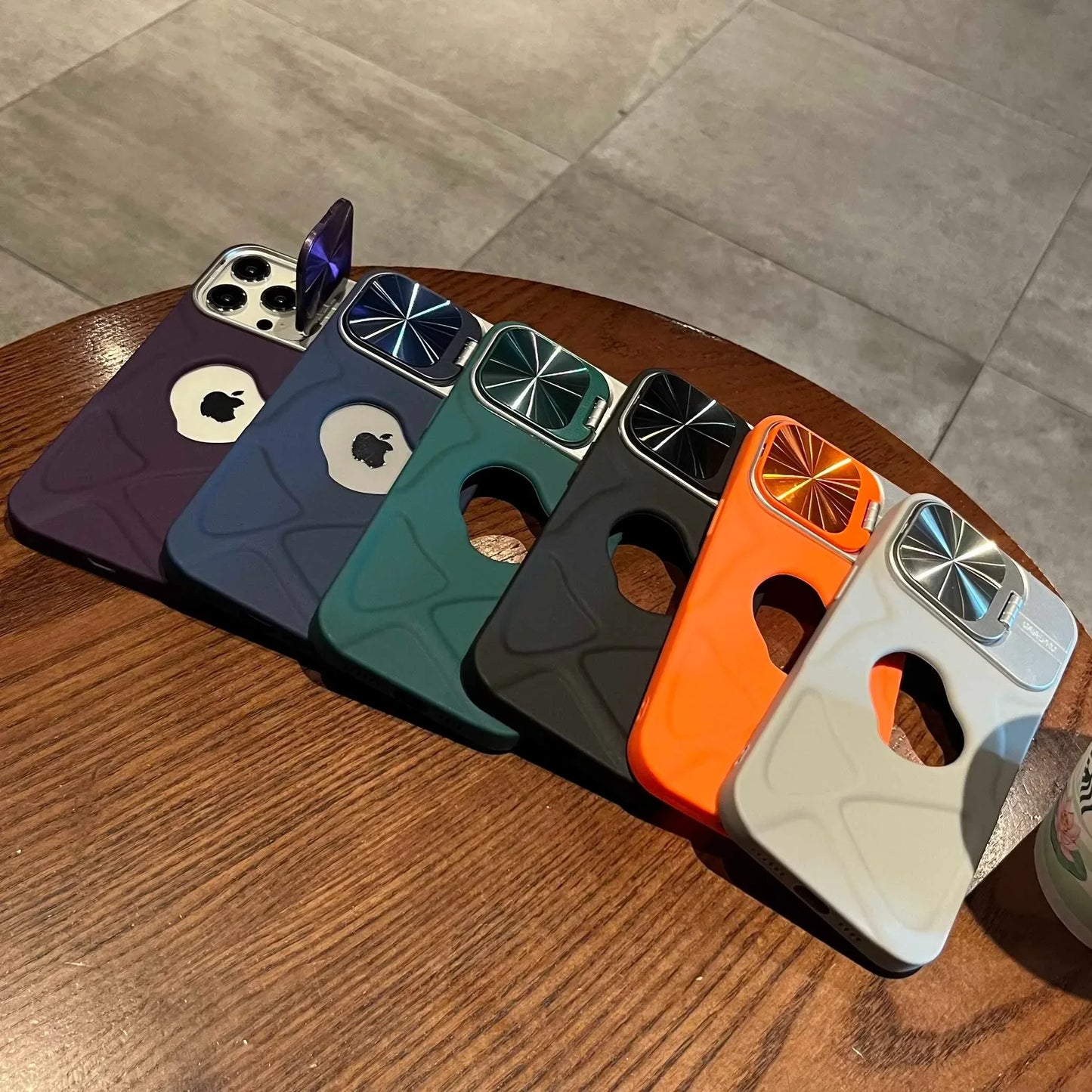 Fashion Logo Hole Magsafe Case for iPhone 16 11 12 13 14 15 Pro Max Plus Lens Protection Bracket Magnetic Wireless Charge Cover