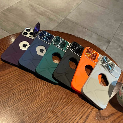 Fashion Logo Hole Magsafe Case for iPhone 16 11 12 13 14 15 Pro Max Plus Lens Protection Bracket Magnetic Wireless Charge Cover