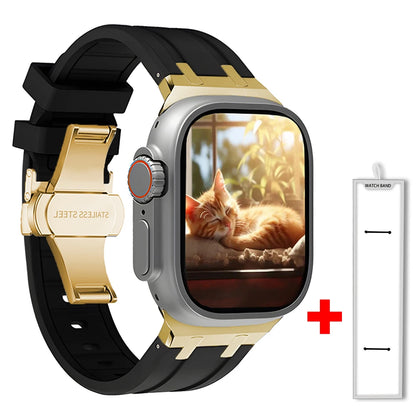 Band+box for Apple Watch Series 10 Ultra 2 49mm 45mm 46mm 44mm Butterfly Clasp Strap for IWatch 9 8 7 Se 6 5 4 Silicone Bracelet