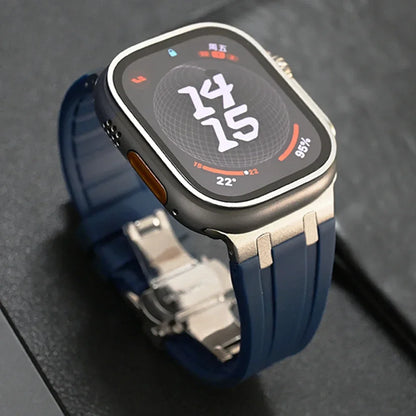 Band+box for Apple Watch Series 10 Ultra 2 49mm 45mm 46mm 44mm Butterfly Clasp Strap for IWatch 9 8 7 Se 6 5 4 Silicone Bracelet