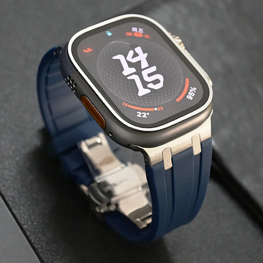 Band+box for Apple Watch Series 10 Ultra 2 49mm 45mm 46mm 44mm Butterfly Clasp Strap for IWatch 9 8 7 Se 6 5 4 Silicone Bracelet