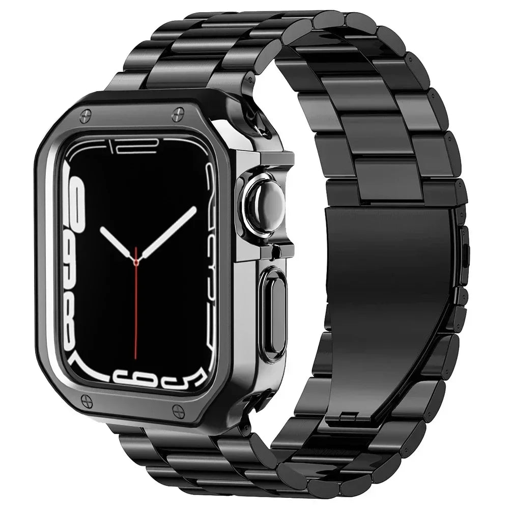 TPU Protector Case+Metal Strap For Apple Watch Ultra Band 46mm 49mm 45/44mm 41mm  Stainless steel Bracelet series 6 se 7 8 9 10