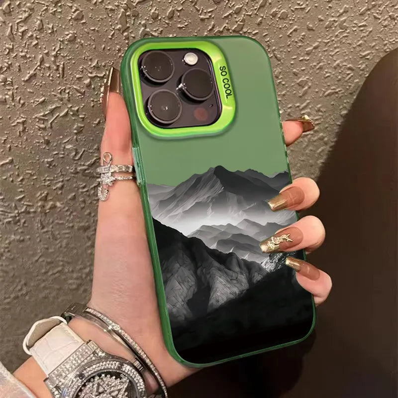 Black Mountain Phone Case For iPhone 16 15 14 13 12 11 Pro Max XS X XR 7 8 Plus SE 2022 Full Protection Shockproof Bumper Cover