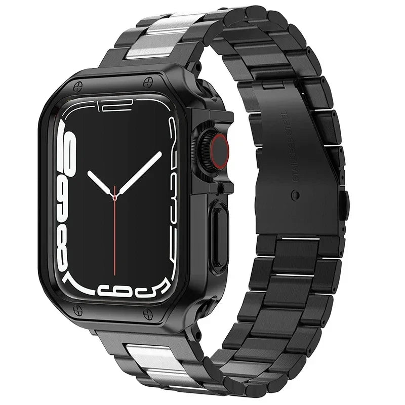 TPU Protector Case+Metal Strap For Apple Watch Ultra Band 46mm 49mm 45/44mm 41mm  Stainless steel Bracelet series 6 se 7 8 9 10