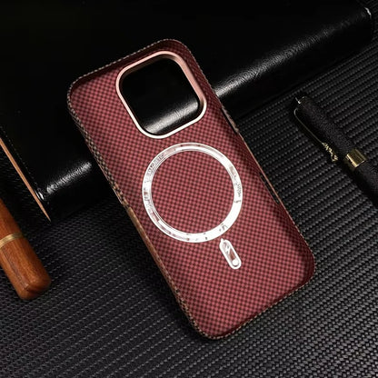 Luxury Carbon Fiber Relief Magsafe Phone Case For iPhone 13 14 15 16 Pro Max Metal Lens Matte Wireless Charging Shockproof Cover