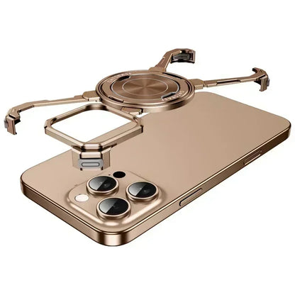 Eary Minimalist Phone Case for iPhone 16 15 14 13 Pro Max with MagSafe Stand 360° Rotatable Aluminum Metal Frameless Cover