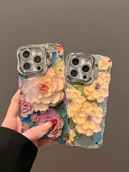 Luxury Floral Chain iPhone Case – Elegant Art Cover for iPhone 11–16 – PhonelyHub