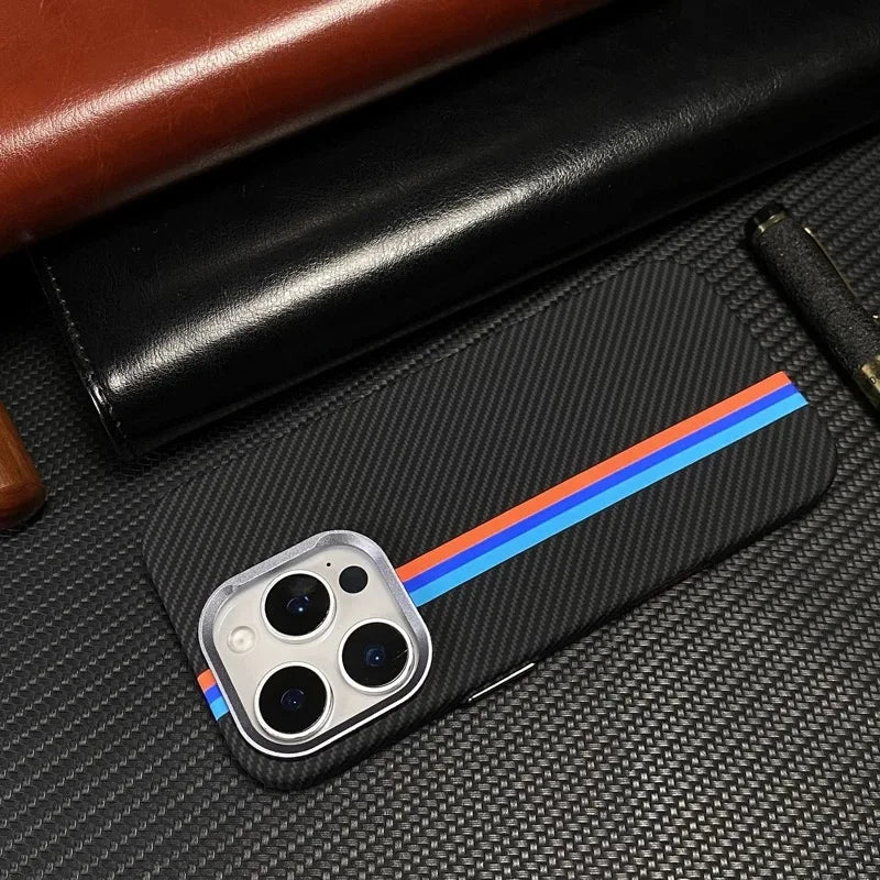 Ultra-Thin Carbon Fiber Texture MagSafe Phone Case For iPhone 16 15 14 13 12 Pro Max Wireless Charging Alloy Lens Hard PC Cover