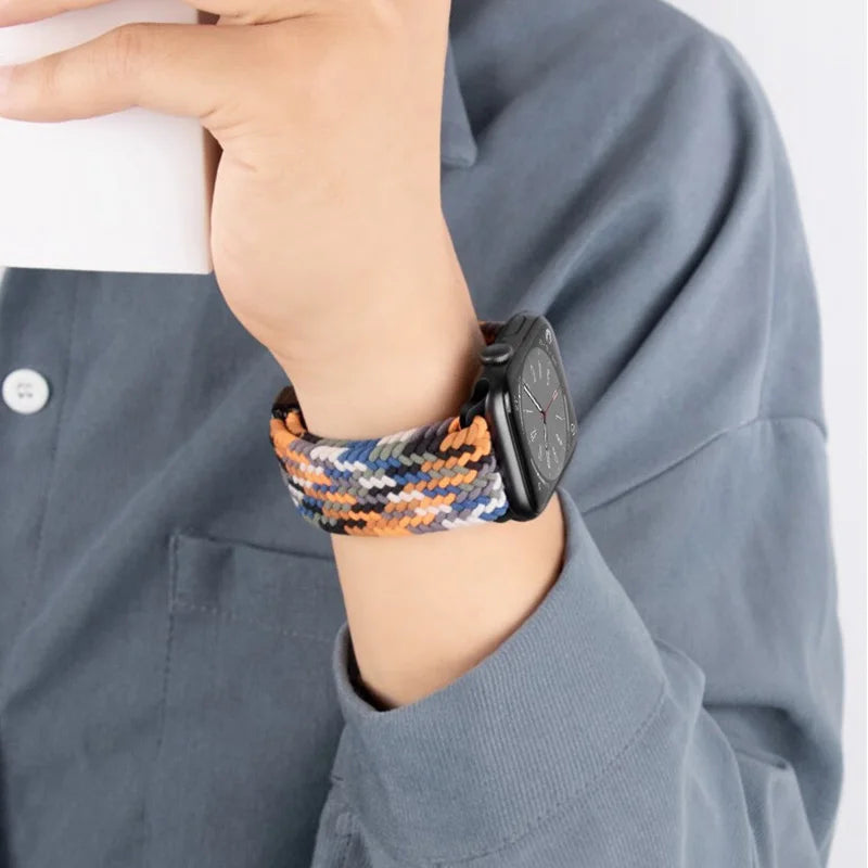 Braided Band For Apple Watch Strap 44mm 40mm 45mm 46mm 49mm 41mm 38 Magnetic Nylon Bracelet iWatch series se 7 6 8 9 10 Ultra 2
