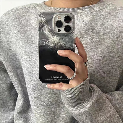 Simple Gradient Silver Black Phone Case For iPhone 16 15 14 13 12 11 Pro Max 7 8 Plus X XR XS SE2 Shockproof Silicone Soft Cover