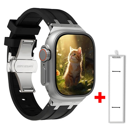 Band+box for Apple Watch Series 10 Ultra 2 49mm 45mm 46mm 44mm Butterfly Clasp Strap for IWatch 9 8 7 Se 6 5 4 Silicone Bracelet