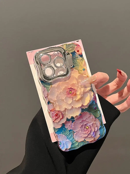 Luxury Floral Chain iPhone Case – Elegant Art Cover for iPhone 11–16 – PhonelyHub