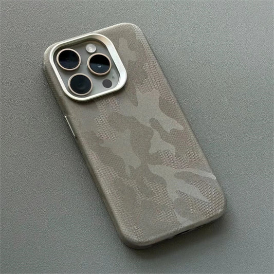 Luxury Camouflage Leather Shockproof Armor Magnetic Case For iPhone 16 Pro 15 14 13 12 Pro Max MagSafe Wireless Charge Cover