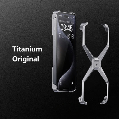 X Type Aluminum Alloy Rimless Phone Case For iPhone 13 15 14 16 Pro Max Metal Removable Heat Dissipation Armor Shockproof  Cover