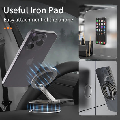 Foldable Double-Sided Magnetic Phone Ring Holder for MagSafe Kickstand Magnet Grip for iPhone 16 15 14 13 12 Stand For Samsung