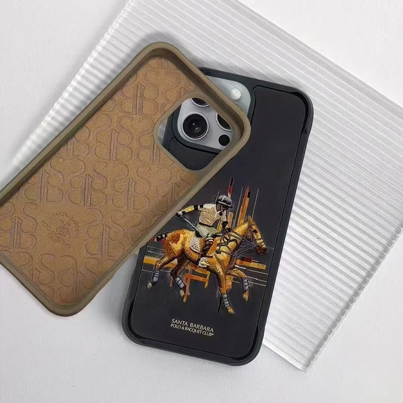 3D Embroidered Leather Case for iPhone 16 Pro Max | PhonelyHub