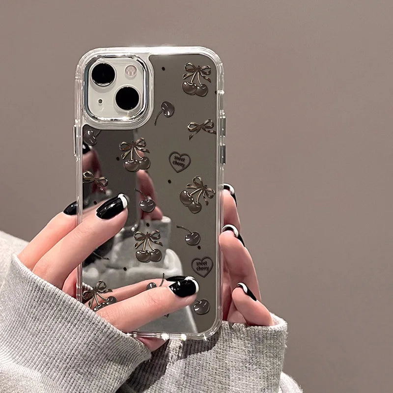 Blue/Silver Mirror iPhone Case – Clear Frame with English Text – PhonelyHub