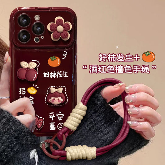 New cartoon with hanging rope  phone case for iPhone, 16, 11, 12, 13, 14, 15, PRO, PROMAX, PLUS XS/S Max XR
