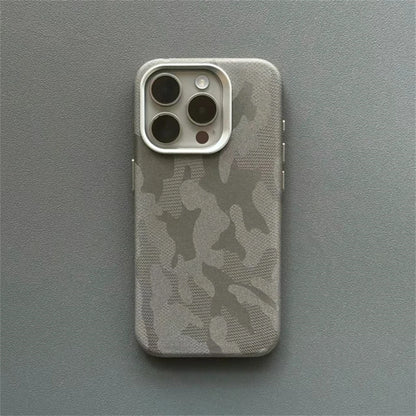 Luxury Camouflage Leather Shockproof Armor Magnetic Case For iPhone 16 Pro 15 14 13 12 Pro Max MagSafe Wireless Charge Cover