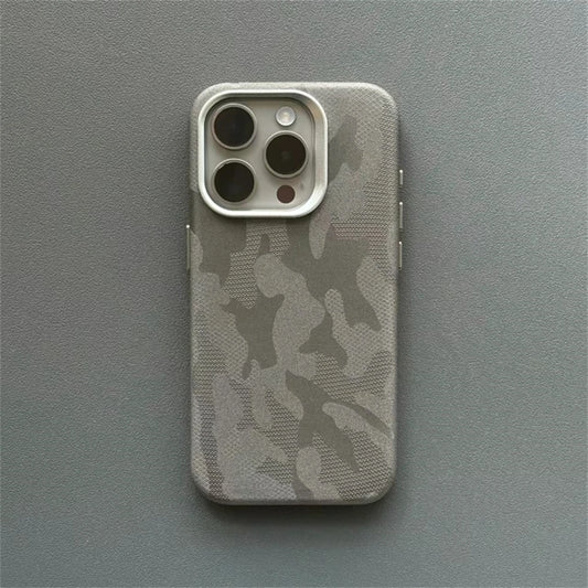 Luxury Camouflage Leather Shockproof Armor Magnetic Case For iPhone 16 Pro 15 14 13 12 Pro Max MagSafe Wireless Charge Cover