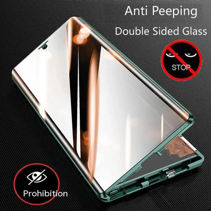 Anti Peeping Metal Phone Case For Samsung Galaxy S25 S24 S23 S22 Ultra Plus 360 Degree Privacy Protection Magnetic Phone Cover