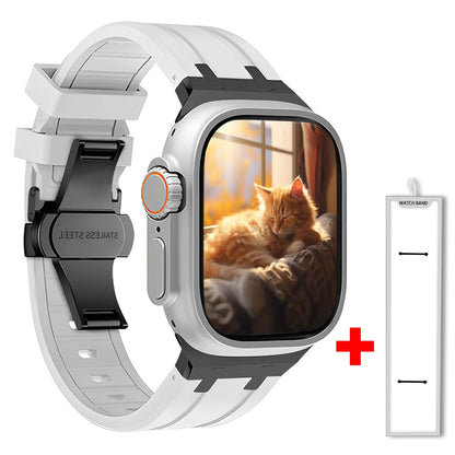 Band+box for Apple Watch Series 10 Ultra 2 49mm 45mm 46mm 44mm Butterfly Clasp Strap for IWatch 9 8 7 Se 6 5 4 Silicone Bracelet