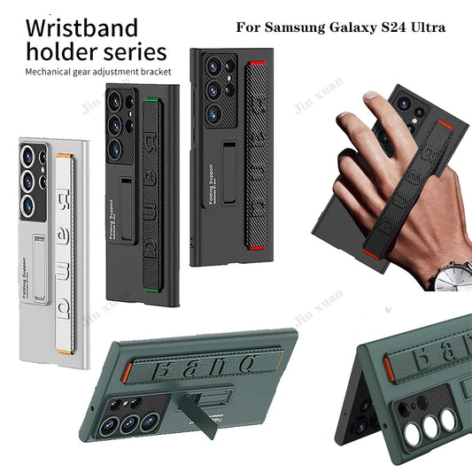Luxury Wristband Holder Phone Case For Samsung Galaxy S23 S24 S22 S25 Ultra Ultra-thin Matte Shock-Absorbing Protective Case