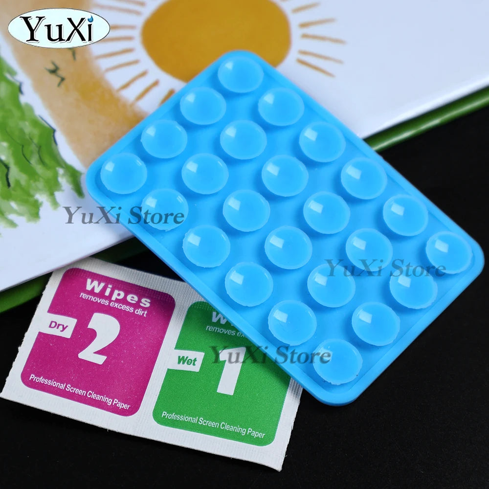 Double Side Silicone Suction Pad With Dry Wet Cleaning Wipes For Mobile Phone Fixture Suction Cup Rubber Sucker Pad For Fixing