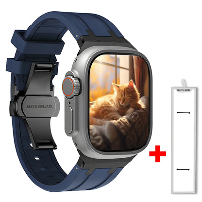 Band+box for Apple Watch Series 10 Ultra 2 49mm 45mm 46mm 44mm Butterfly Clasp Strap for IWatch 9 8 7 Se 6 5 4 Silicone Bracelet