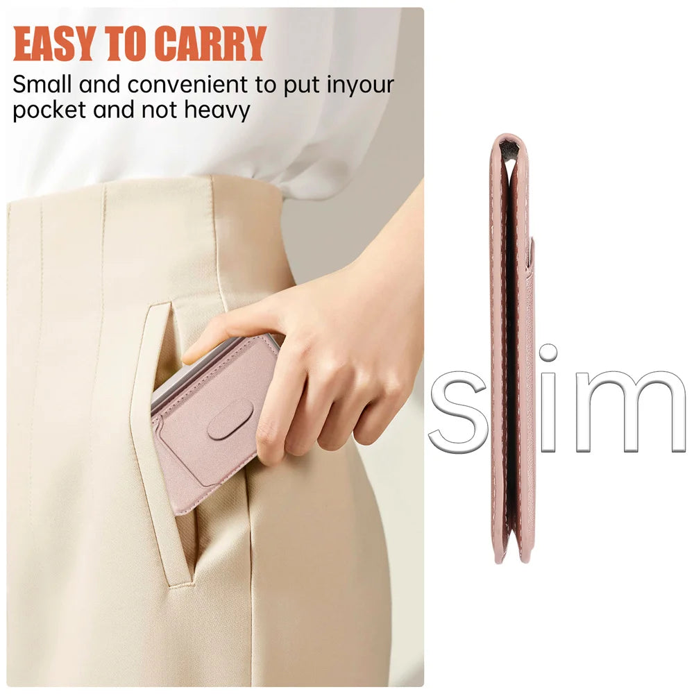 For iPhone 16 15 14 13 12 Pro Max Magnetic Leather Card Holder Wallet for Apple Magsafe Phone Bag Cover with MagSafe Magnet