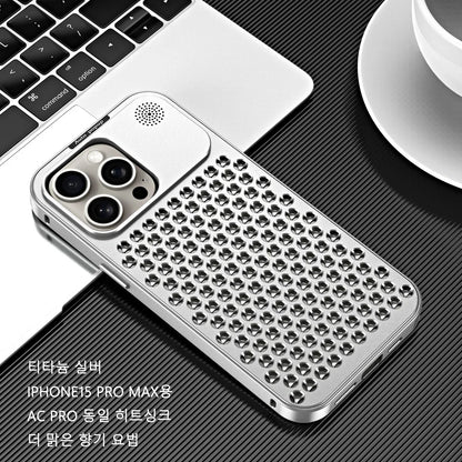 For iPhone 16 15 14 Plus 13 12 Pro Max Luxury Aluminum Metal Heat Dissipation Aromatherapy Phone Case Fragrance Cooling Cover