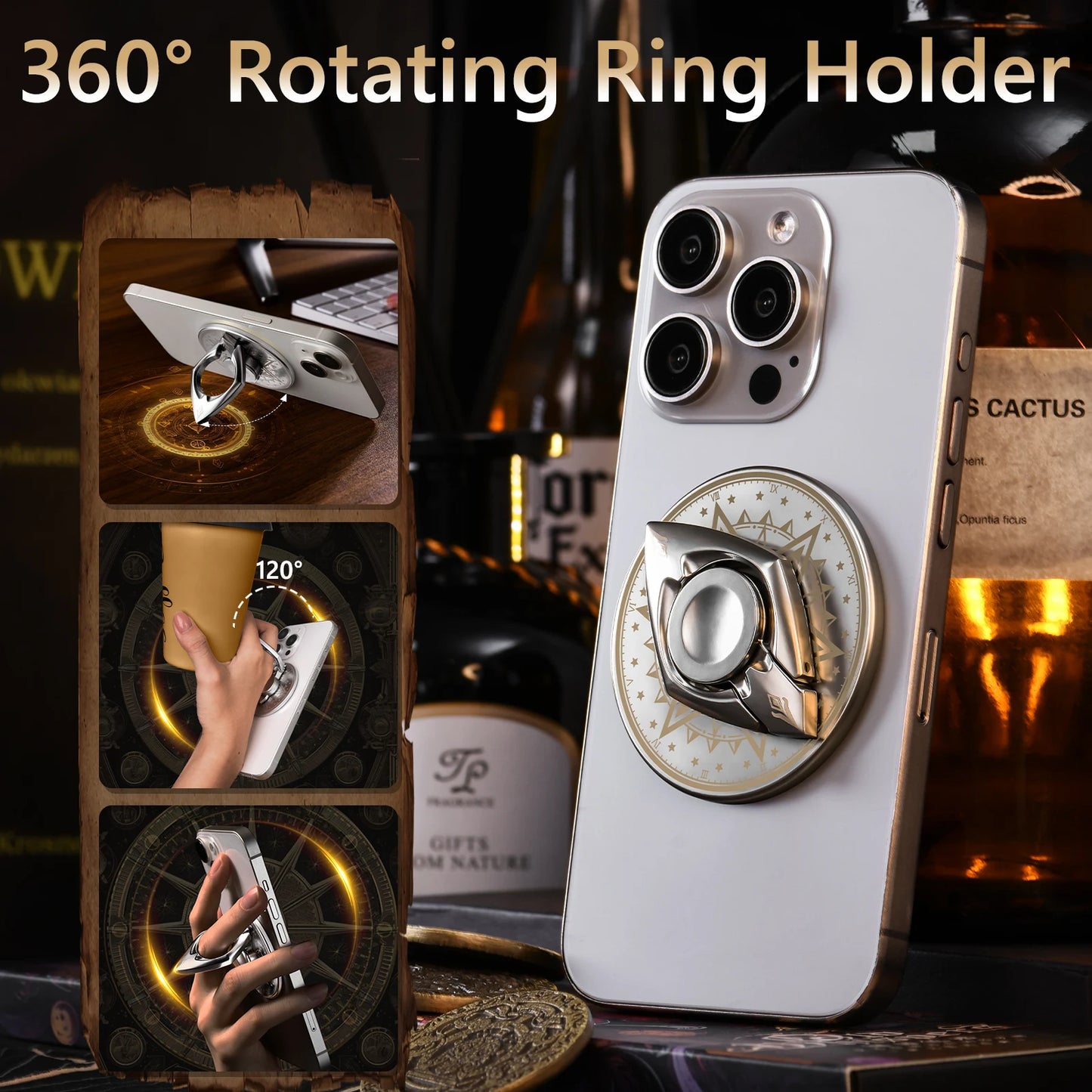 Eary Phone Holder Fingertip Gyro Durable High Speed Bearing Metal Finger Spinners Magnetic Stand Phone Ring for Kid Adults Gifts