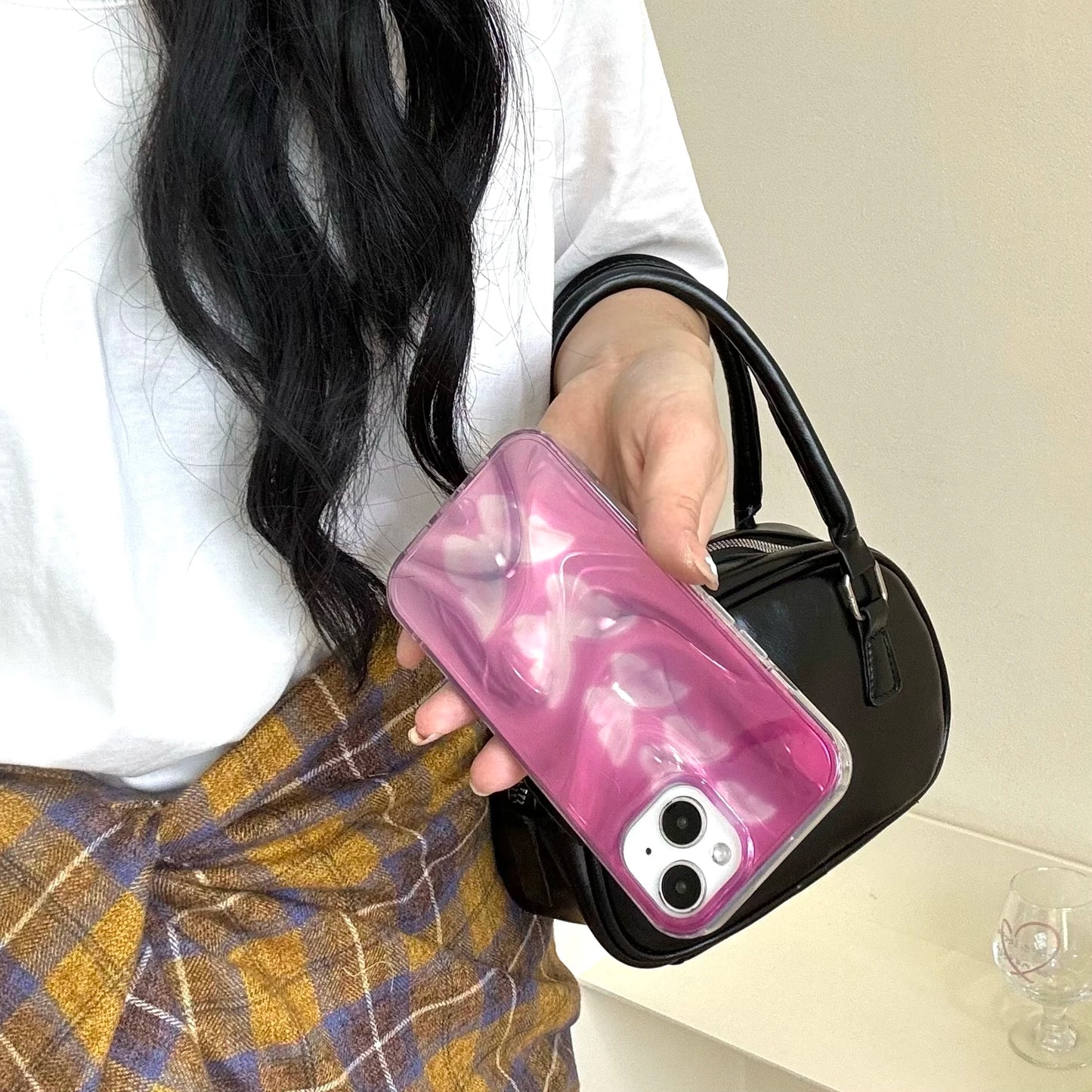 Pink Butterfly Ripple Case for iPhone 16/15/14 – PhonelyHub