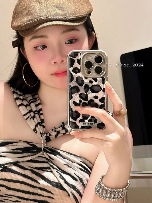Japanese Korean Niche Trendy Leopard Print For IPhone 16 Pro Max 15 Pro Anti Fall Fully Wrap Case For Iphone 11 12 13 Hard shell
