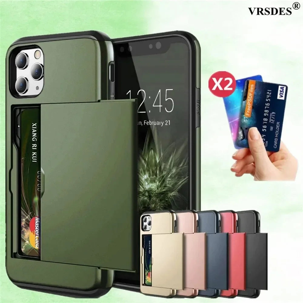 for  iPhone 16 Pro Max 15 Case Slide Armor Wallet Card Slots Holder Cover For iPhone 16 16pro 16plus 16promax 15 15pro 15promax