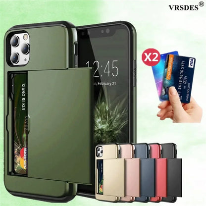 for  iPhone 16 Pro Max 15 Case Slide Armor Wallet Card Slots Holder Cover For iPhone 16 16pro 16plus 16promax 15 15pro 15promax