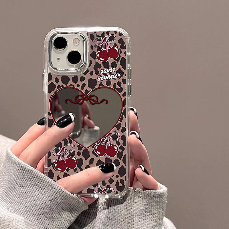 Blue/Silver Mirror iPhone Case – Clear Frame with English Text – PhonelyHub
