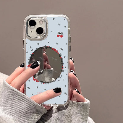 Blue/Silver Mirror iPhone Case – Clear Frame with English Text – PhonelyHub