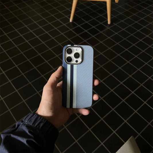 Ultra-Thin Carbon Fiber Texture MagSafe Phone Case For iPhone 16 15 14 13 12 Pro Max Wireless Charging Alloy Lens Hard PC Cover