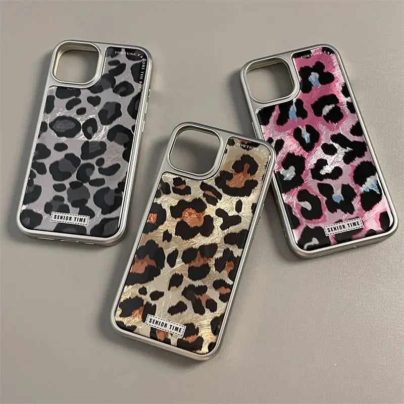Japanese Korean Niche Trendy Leopard Print For IPhone 16 Pro Max 15 Pro Anti Fall Fully Wrap Case For Iphone 11 12 13 Hard shell