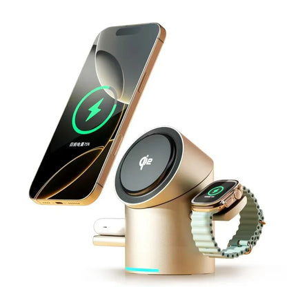 Qi2 3 in 1 Magnetic Wireless Charger Touch Roating for Iphone 16 15 14 Pro Max, Iwatch Earphone Fast Charging Base