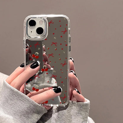 Blue/Silver Mirror iPhone Case – Clear Frame with English Text – PhonelyHub
