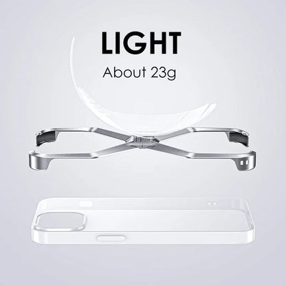 X Type Aluminum Alloy Rimless Phone Case For iPhone 13 15 14 16 Pro Max Metal Removable Heat Dissipation Armor Shockproof  Cover