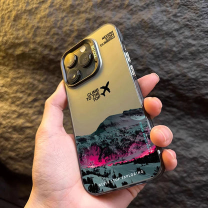 Mountain Peak Aircraft Phone Case for IPhone 16 14 15 11 12 13 Pro Max 16E 7 8 Plus SE 2 XR X XSMAX Shockproof Sunset IMD Cover