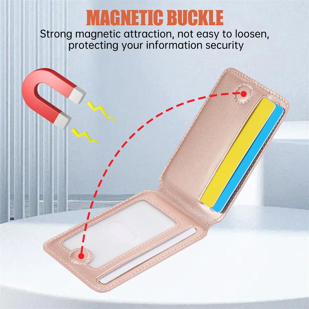 For iPhone 16 15 14 13 12 Pro Max Magnetic Leather Card Holder Wallet for Apple Magsafe Phone Bag Cover with MagSafe Magnet