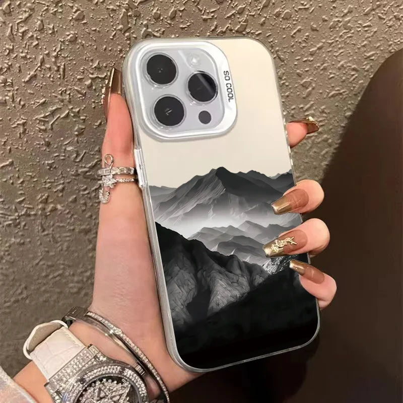 Black Mountain Phone Case For iPhone 16 15 14 13 12 11 Pro Max XS X XR 7 8 Plus SE 2022 Full Protection Shockproof Bumper Cover
