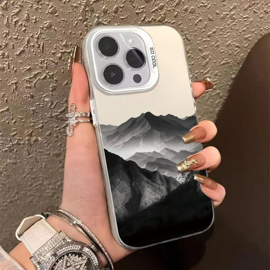 Black Mountain Phone Case For iPhone 16 15 14 13 12 11 Pro Max XS X XR 7 8 Plus SE 2022 Full Protection Shockproof Bumper Cover